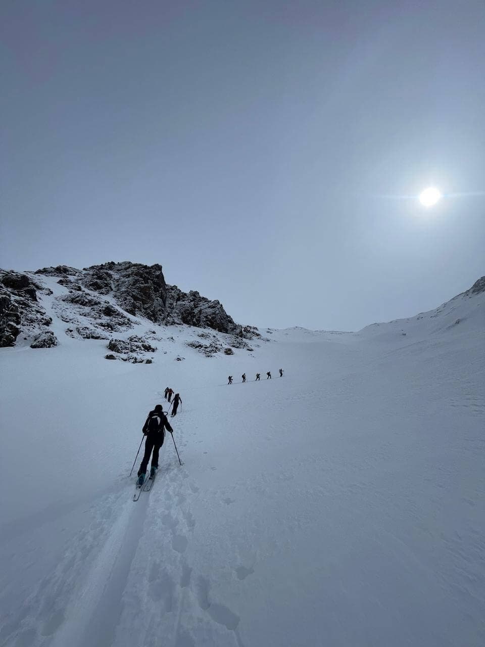 Ski touring group in the Tachedirt area of Morocco's High Atlas