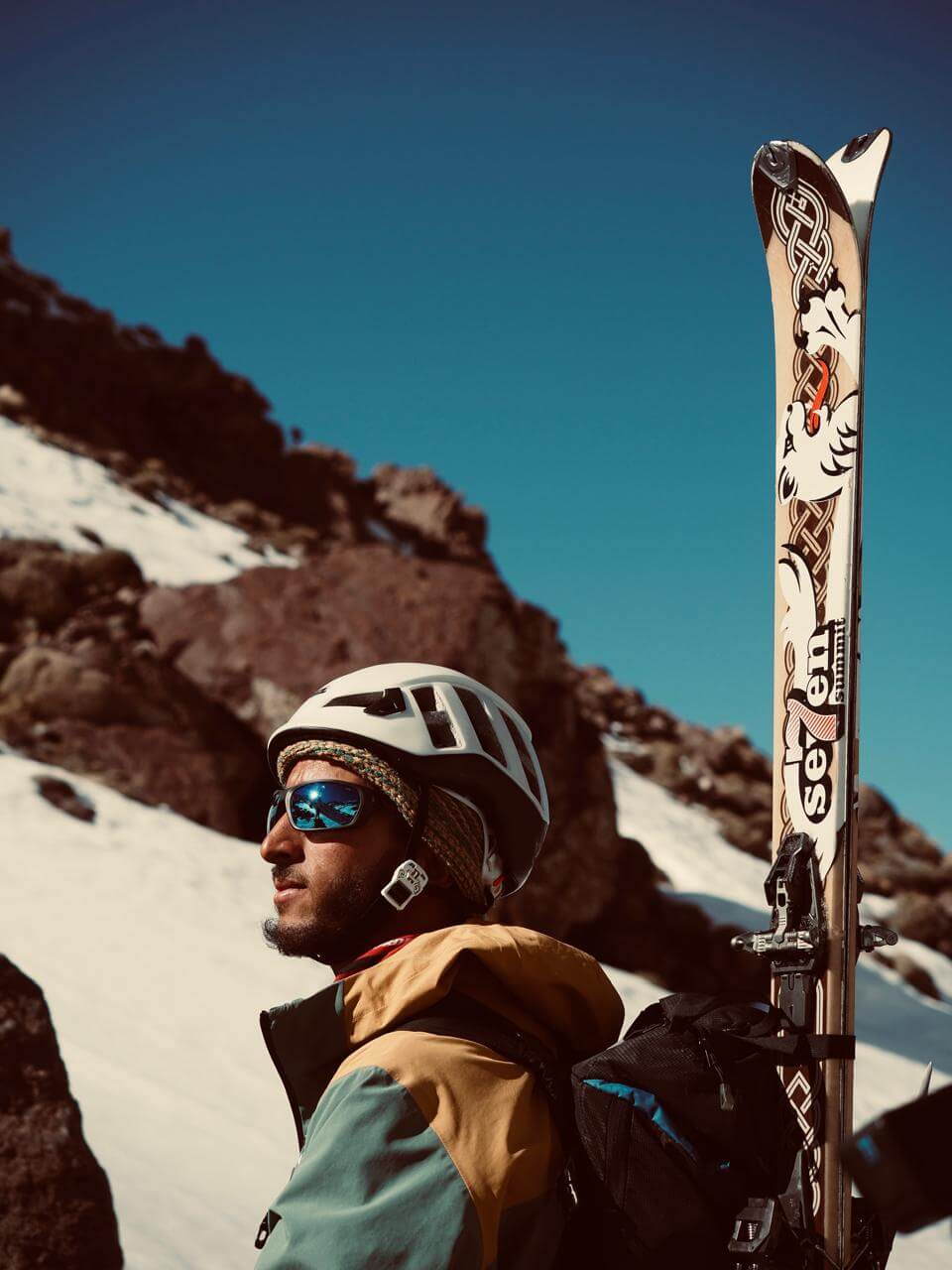 Radouane looking toward a ski couloir in the High Atlas