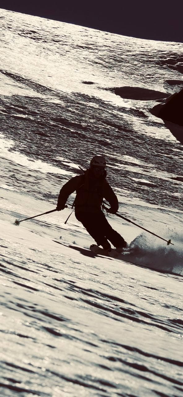 Radouane skiing on Mount Toubkal in Morocco