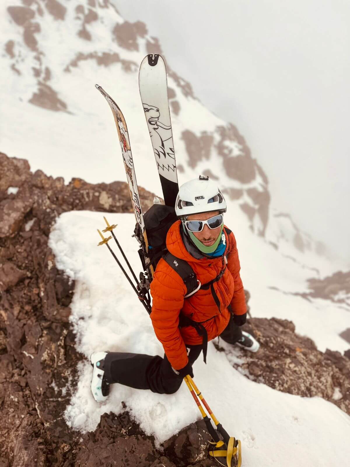 Radouane ski mountaineering in the Tazaghart Tiskin couloir