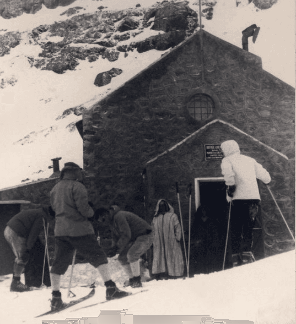 Ski tourers at the Toubkal Refuge in the High Atlas, 1966