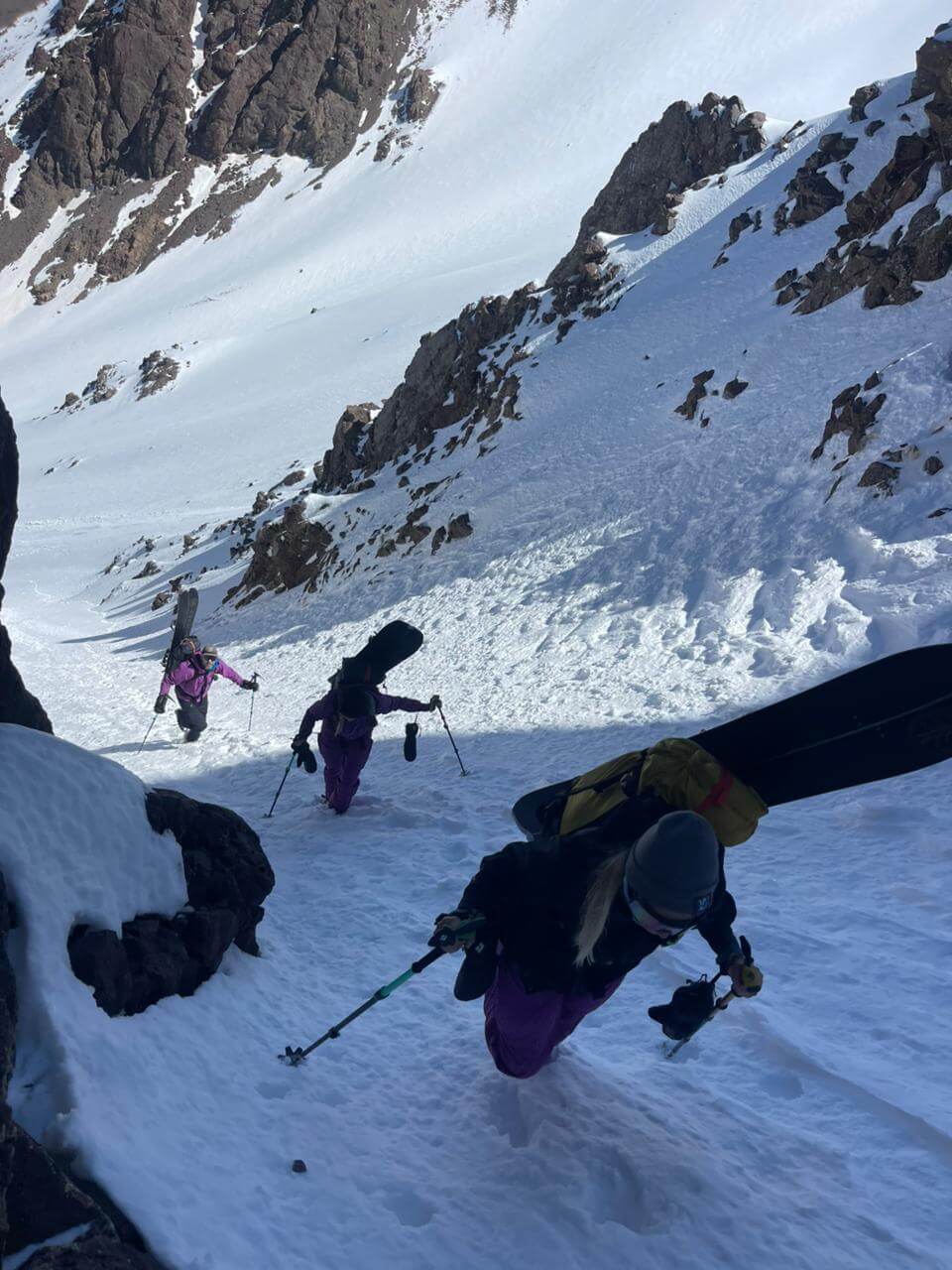 Ski mountaineering ascent through a Tazaghart couloir