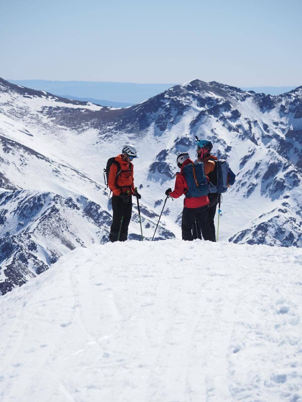 Skis at the summit of Tizi Likemt in Morocco's High Atlas
