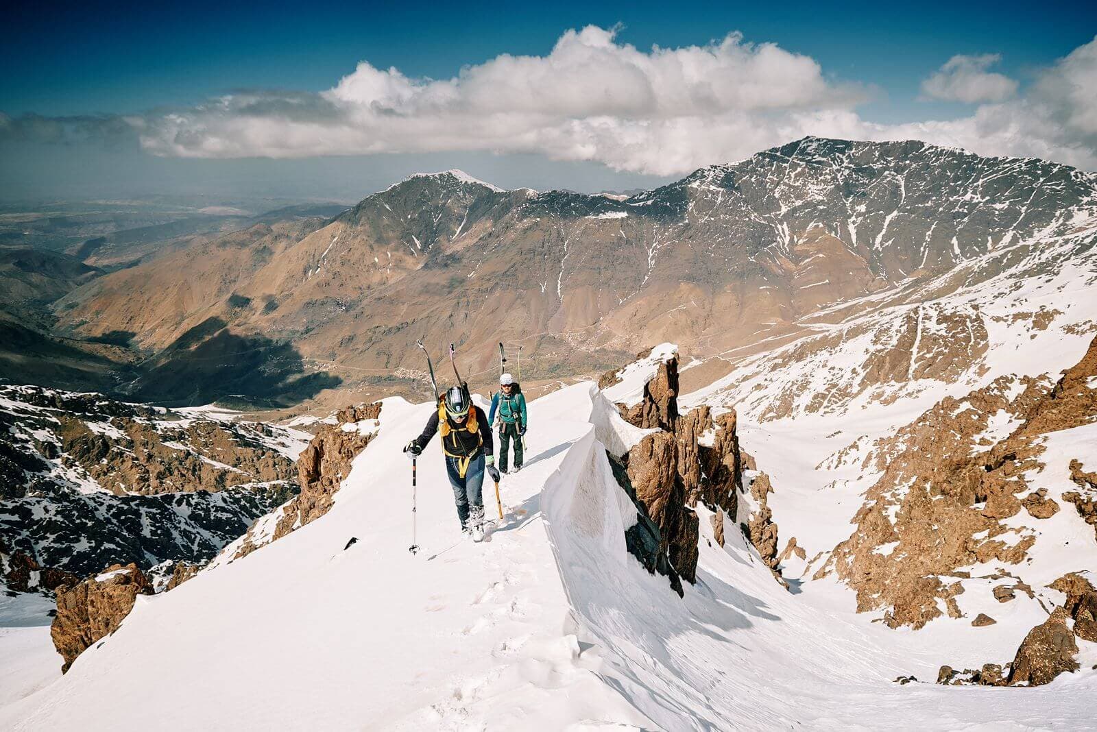 Ouanoukrim couloir high in the Moroccan High Atlas