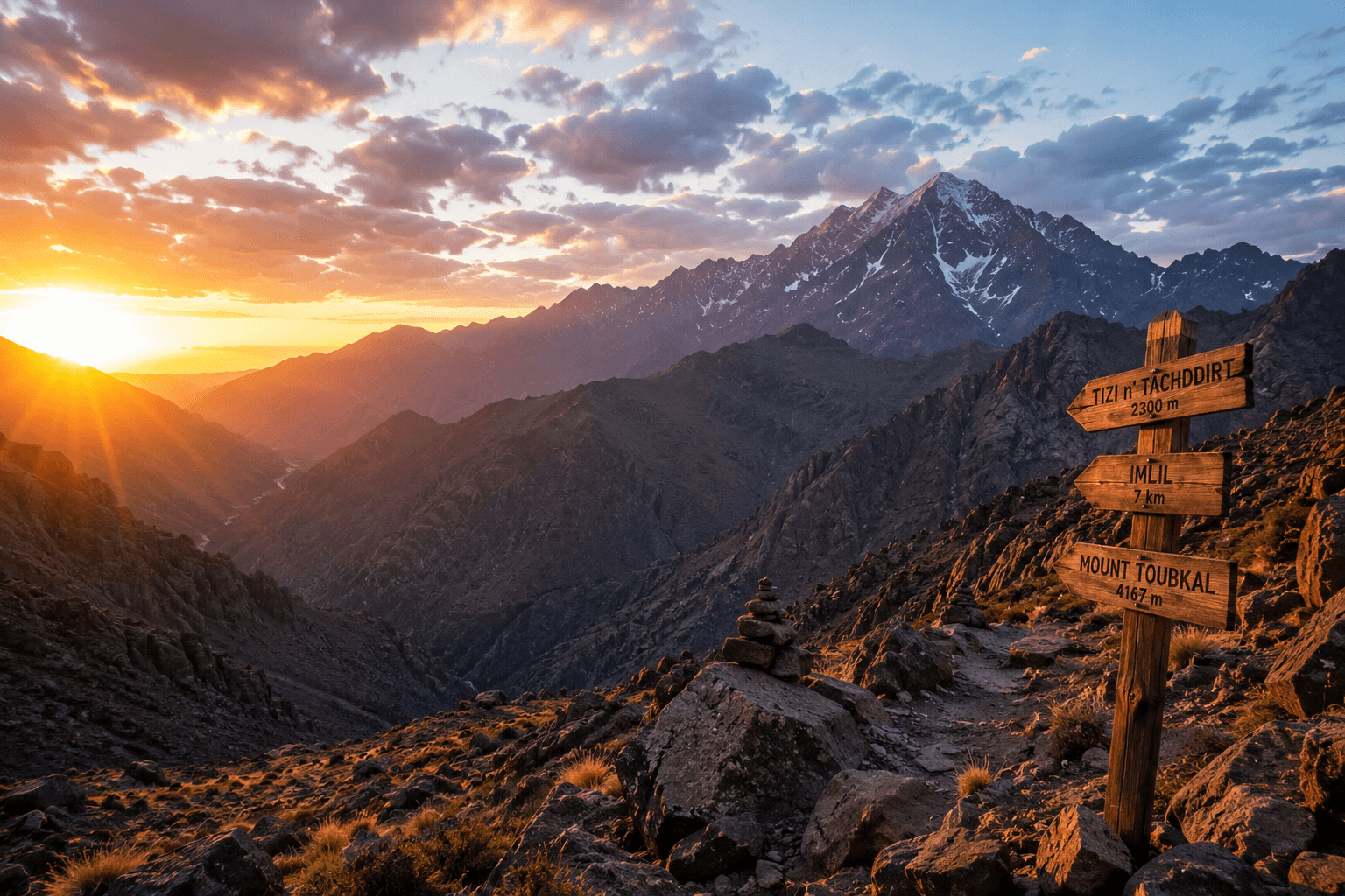 High Atlas Mountains of Morocco at sunset