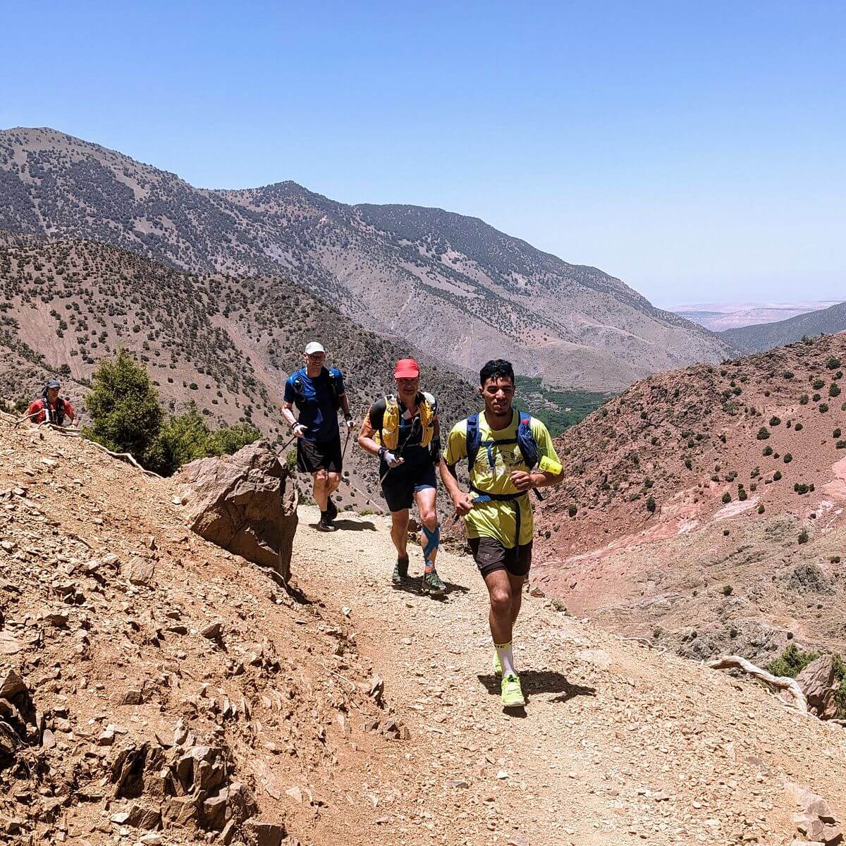 High mountain trail landscape around Mount Toubkal in Morocco