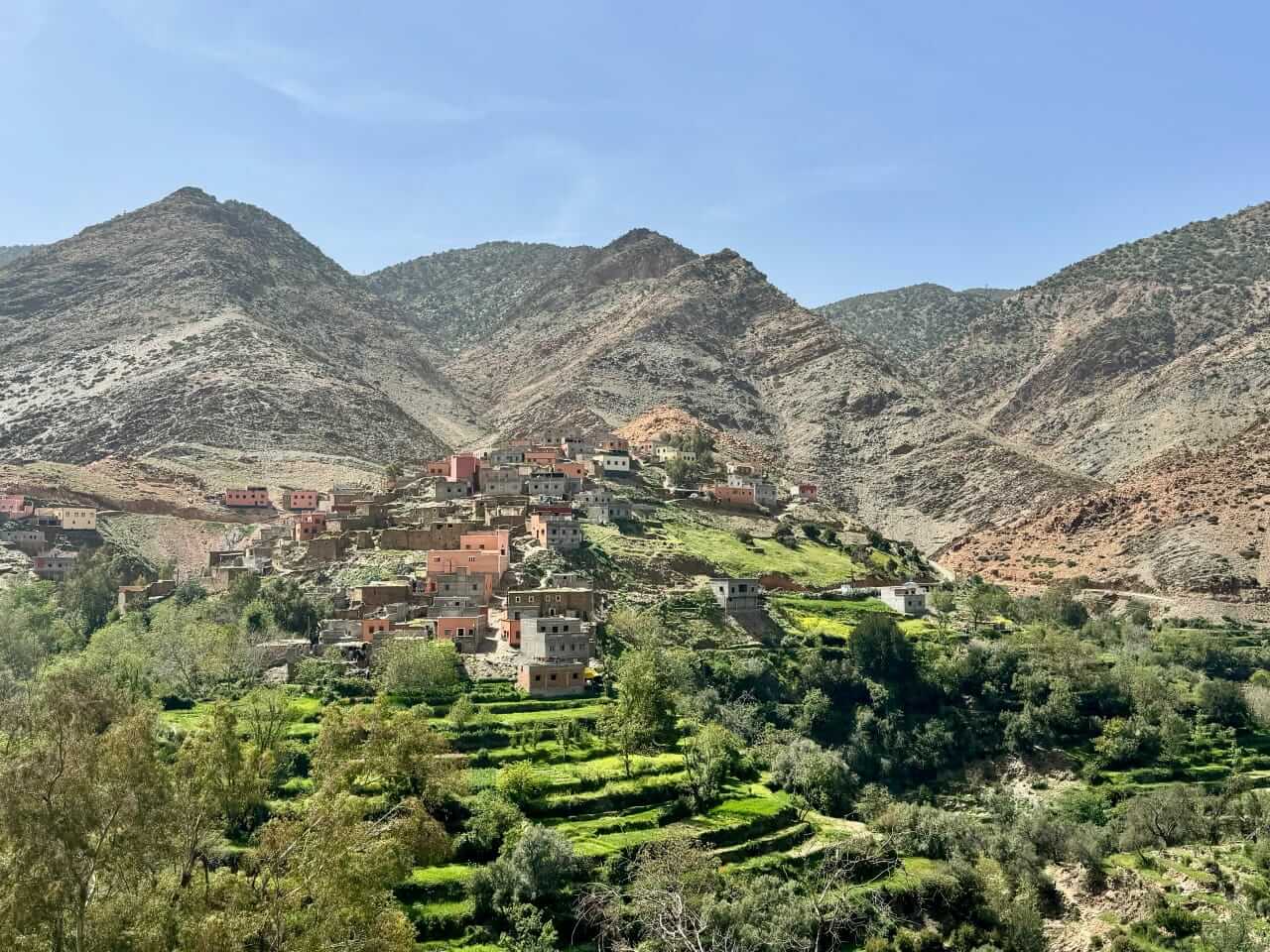 Mountain village and landscape in the M'Goun and Rose Valley region of Morocco
