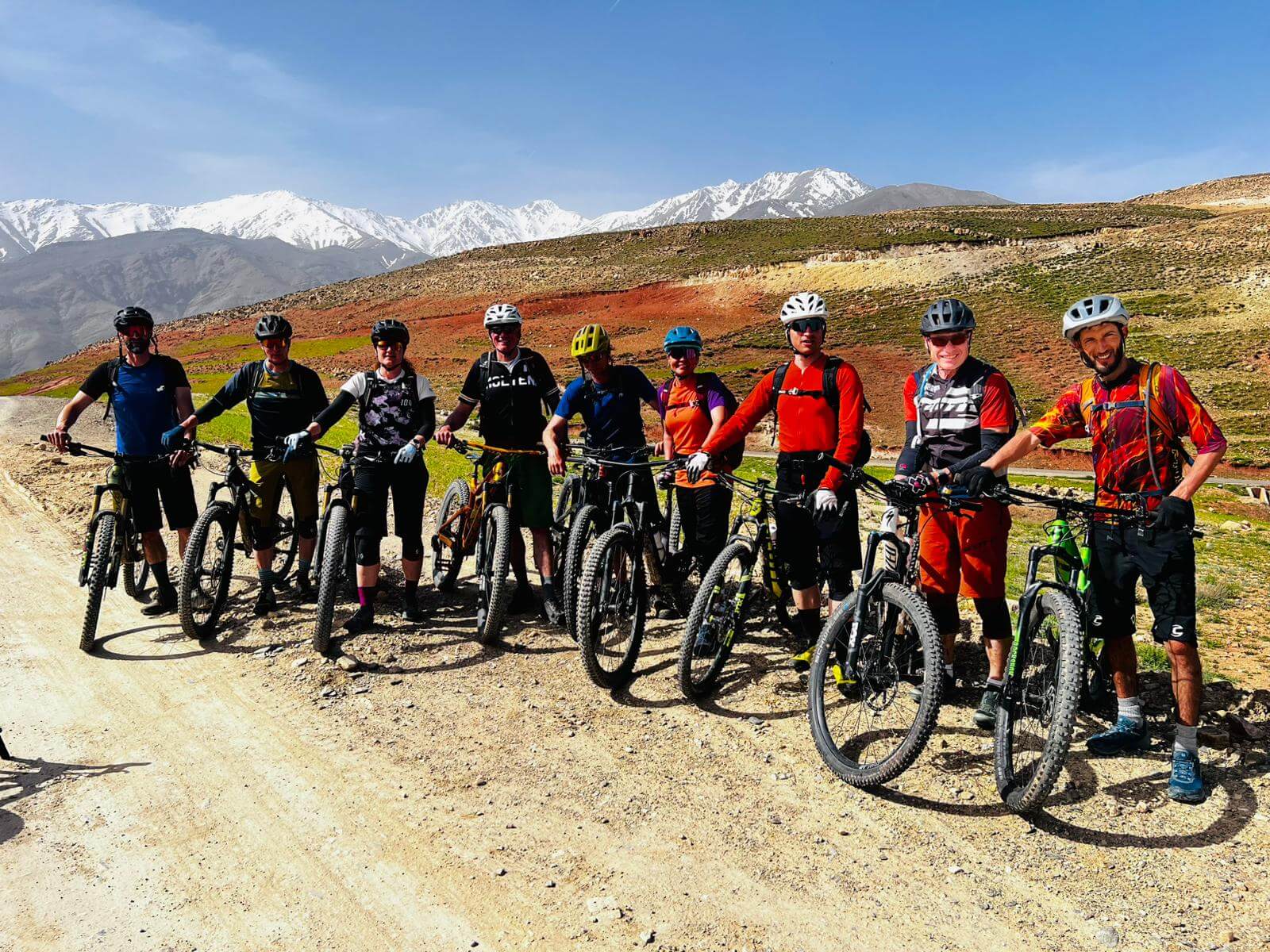 Mountain bike group travelling through Morocco
