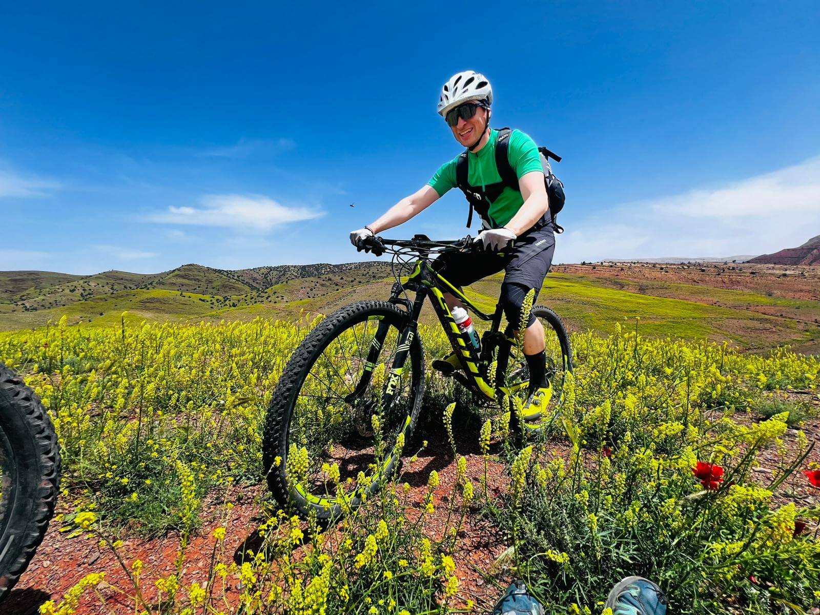 Mountain biker in the High Atlas Mountains of Morocco