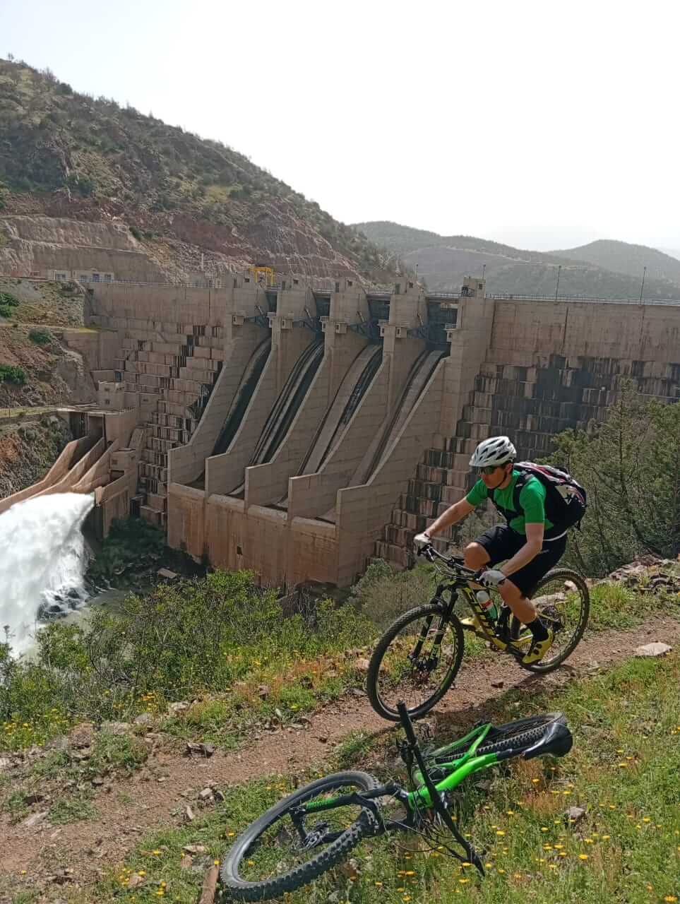 Mountain biker riding near Ouirgane in the High Atlas