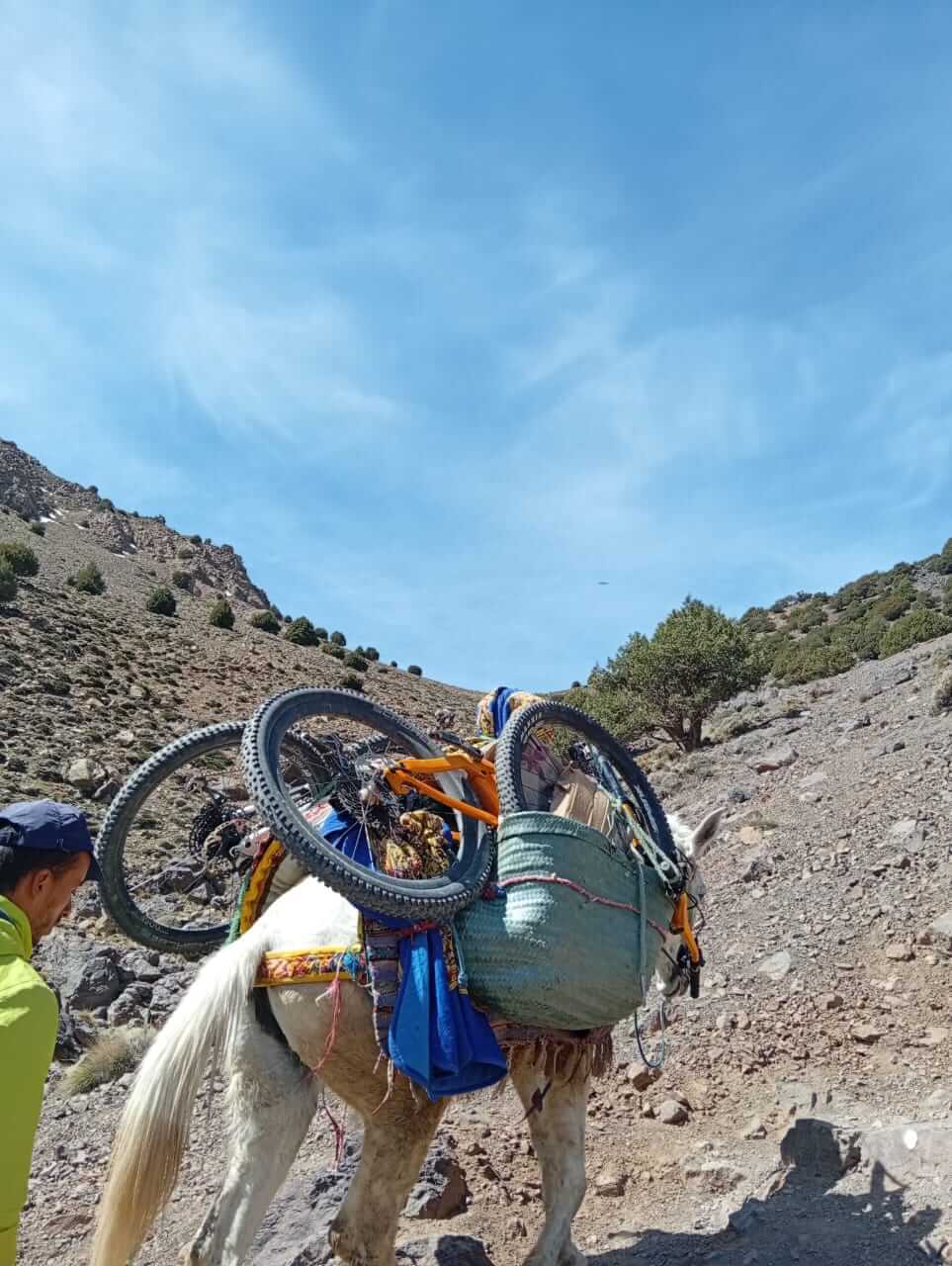 Mountain bikes being transported in the Atlas Mountains of Morocco