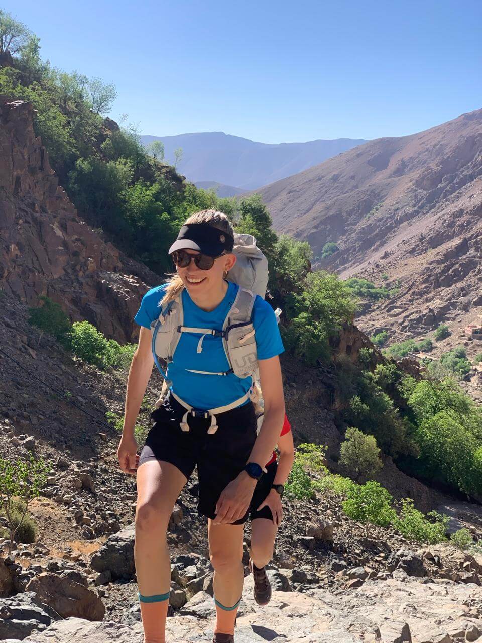 Trail runner ascending through the High Atlas