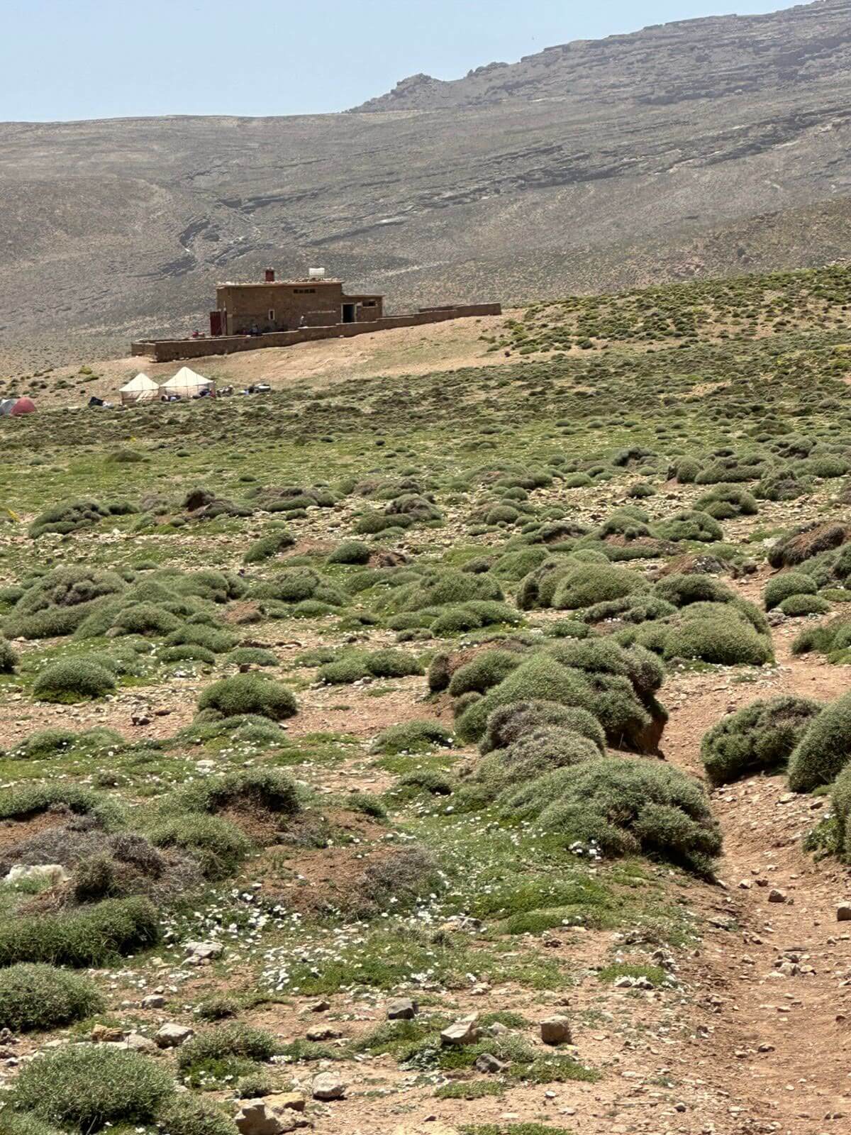 Tarkkdite Refuge high mountain accommodation during the M'Goun Summit Trek in Morocco