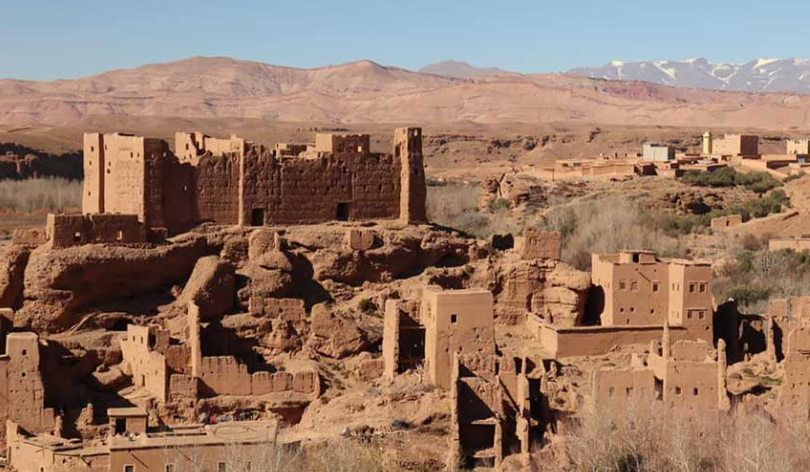 Amazigh villages surrounded by the rugged mountains of the Jbel Saghro in southern Morocco
