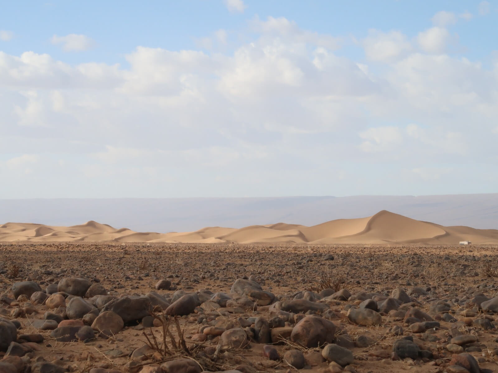 Erg Amssoufa sand dunes and desert landscape in southern Morocco