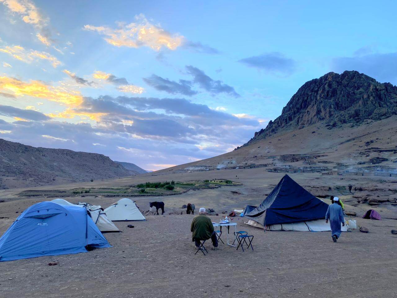Mountain camping beneath the Siroua landscape in Morocco