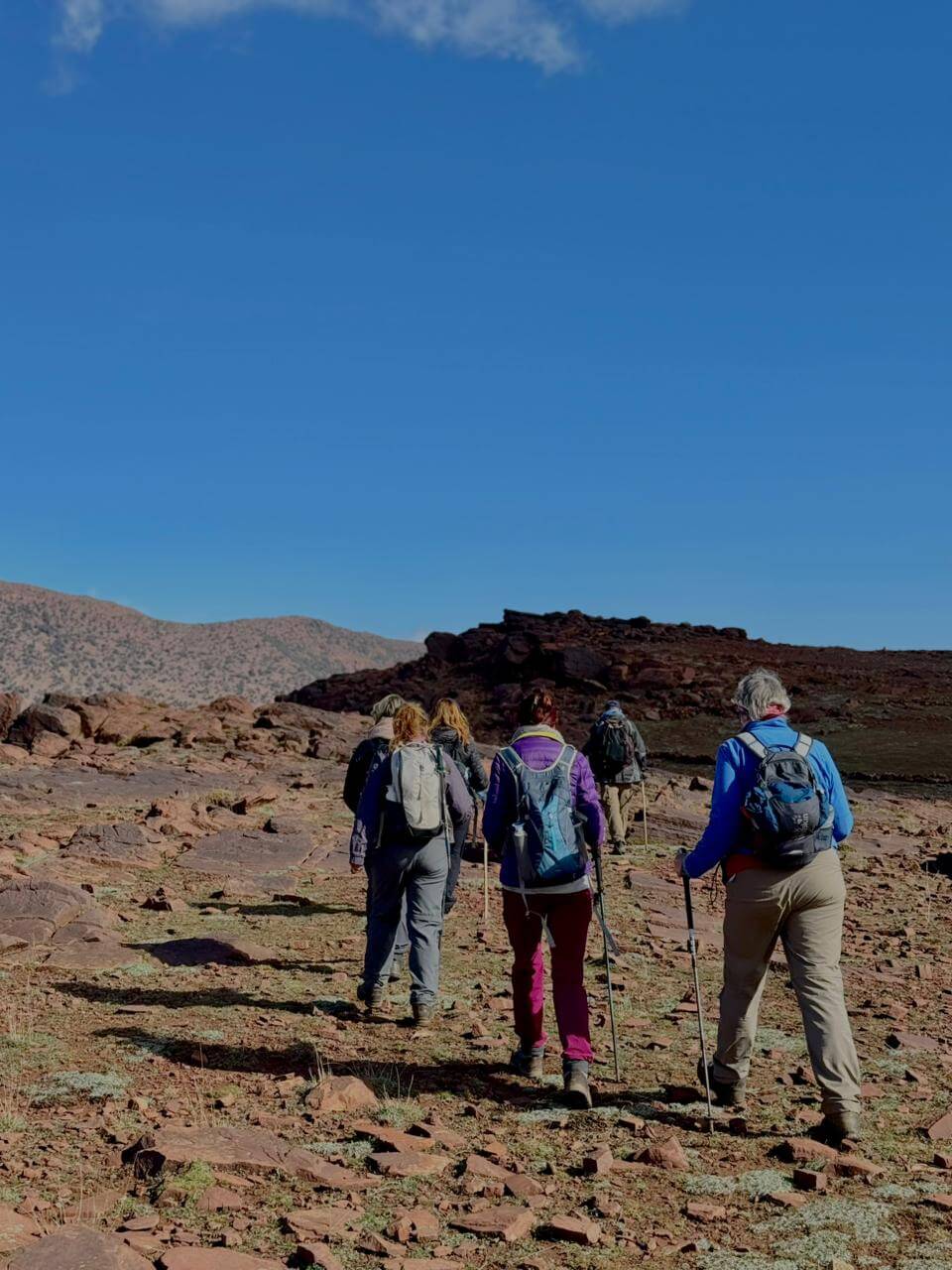 Ancient volcanic rock formations and mountain trails in Siroua