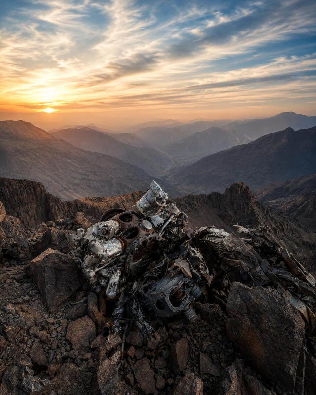 Tibhrine summit in the Toubkal Massif of Morocco's High Atlas Mountains