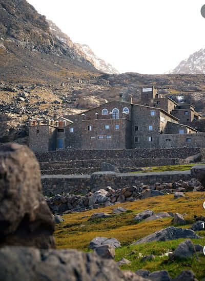 Toubkal Refuge at 3,207 metres in Morocco's High Atlas Mountains
