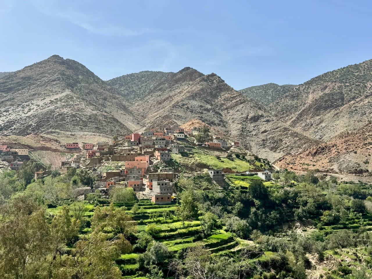 Traditional Amazigh mountain village in the Toubkal Massif of Morocco