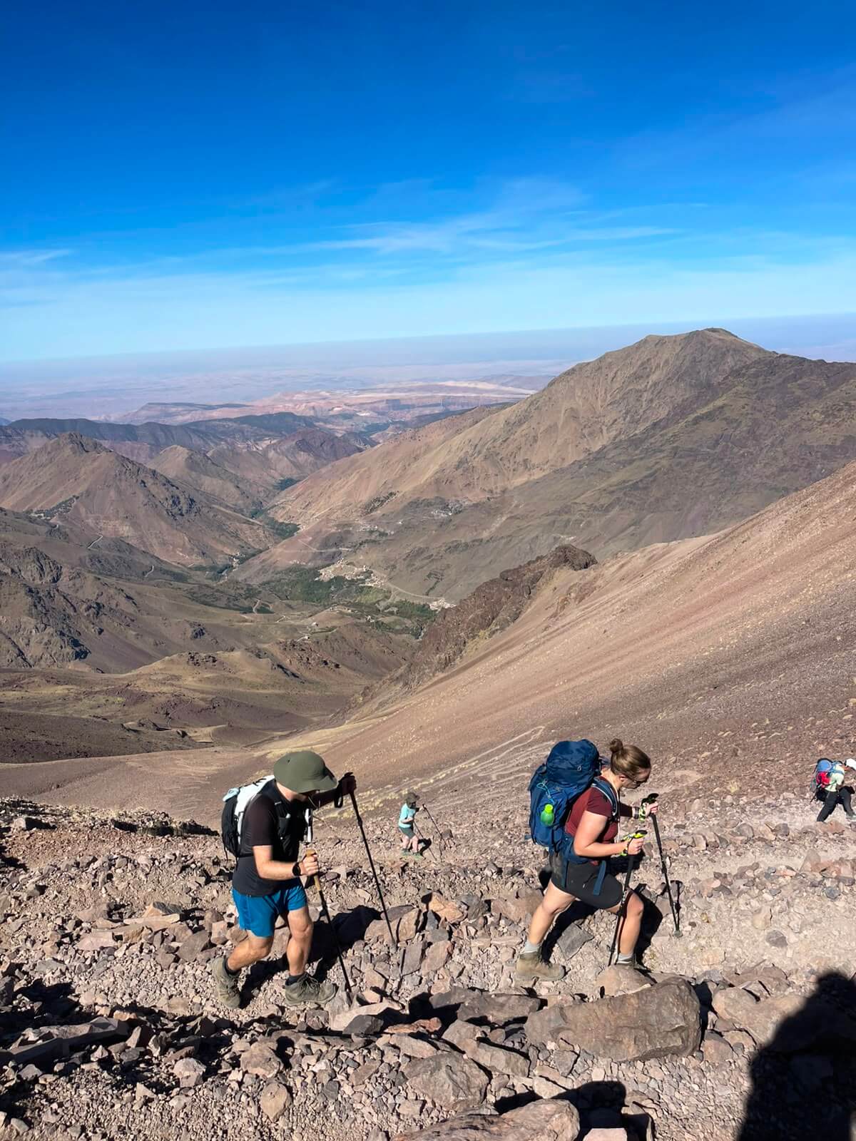 Tizi n'Likemt mountain pass at 3,550 metres during the Toubkal Circuit Trek in Morocco
