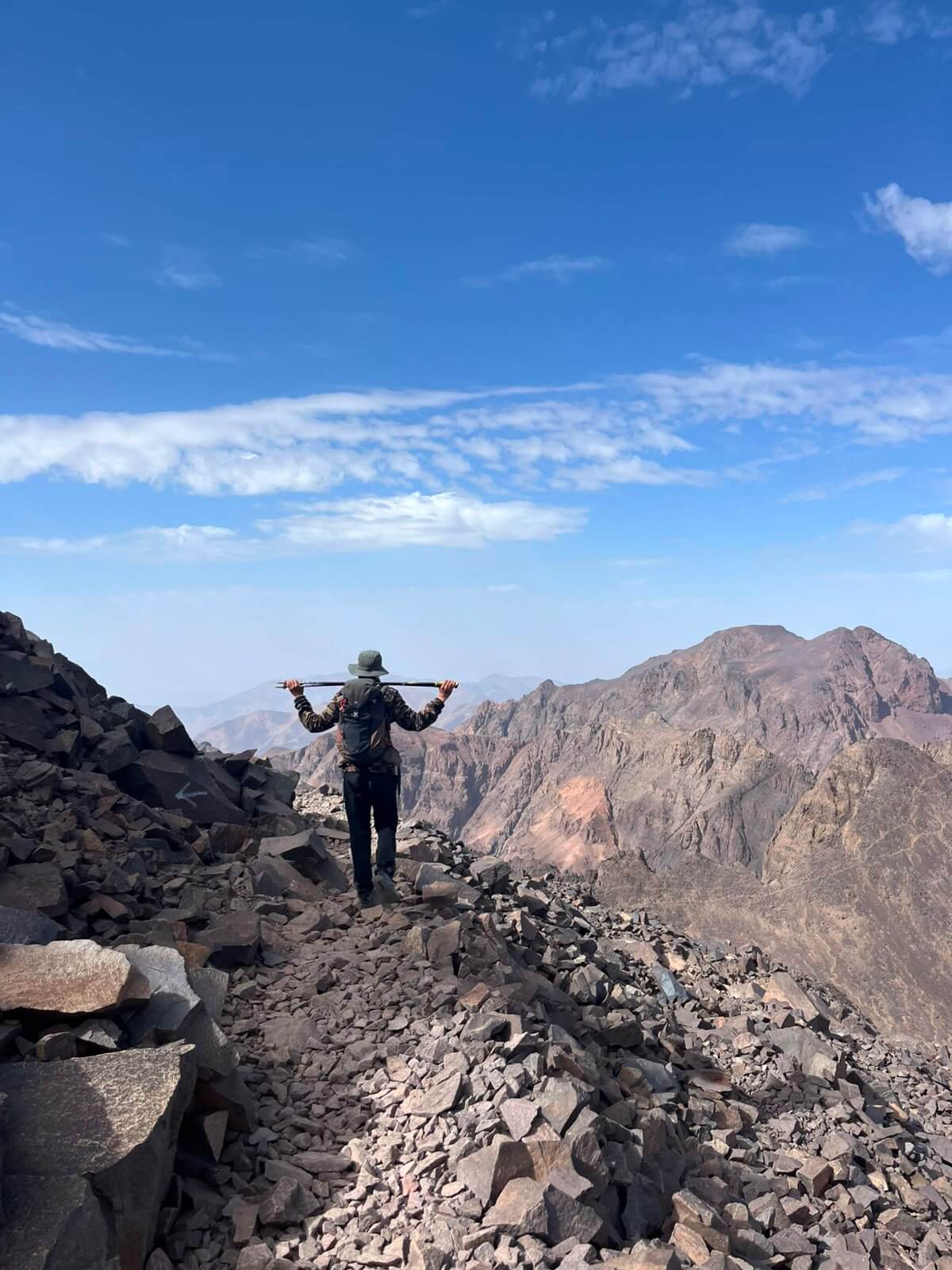 Mount Toubkal summit ridge at sunrise during a three-day Toubkal Round Trek in Morocco
